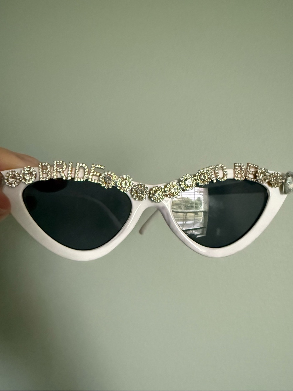 BRIDE Embellished White Cat Eye Sunglasses